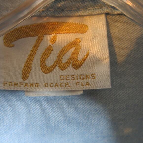 VINTAGE TIA DESIGNS Denim Jean Shirt 1950's Theme Size S Women's Rock n Roll - Picture 8 of 11
